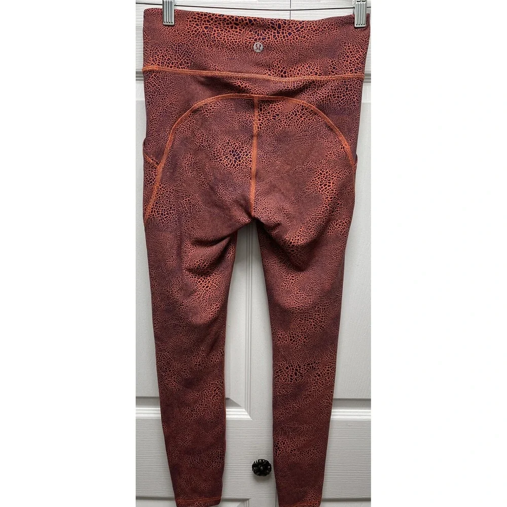 Lululemon Invigorate HR Tight Size 6 Crackle Glaze Orange Excellent 23 L